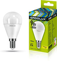 Эл. лампа светодиодная, Ergolux, LED-G45-9W-E14-3K, Шар, Мощность 9Вт, Тип колбы G45
