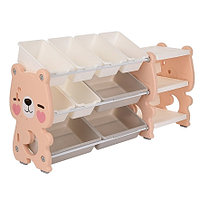 PITUSO Стеллаж для игрушек с ящиками Медвежонок,3 полки,Pink/Персик,123*33*65h