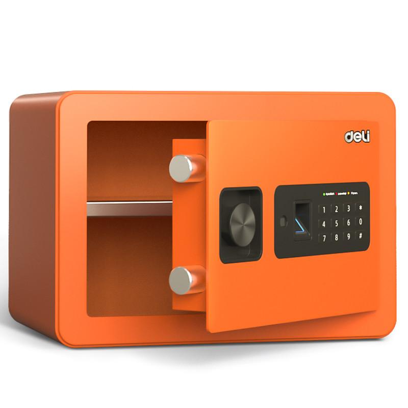 Сейф мебельный DELI "ET590" биометрический + электронный замок+ключ, 250х350х250 мм, 9 кг, оранжевый - фото 1 - id-p116301428