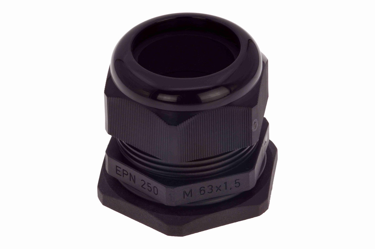 25263-BL INPIN Кабельный ввод М63х1,5 (34-45мм) IP68, пластик, черный