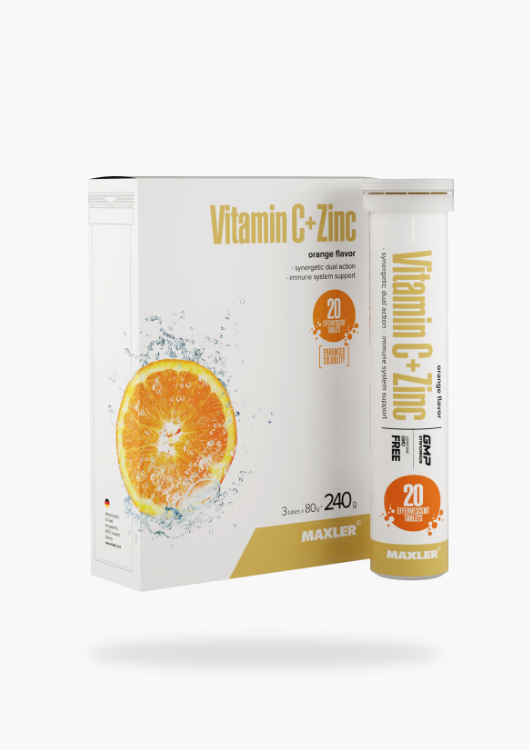 Vitamin C + Zinc Effervescent Tablets Коробка 3×20 туб - фото 1 - id-p116306025