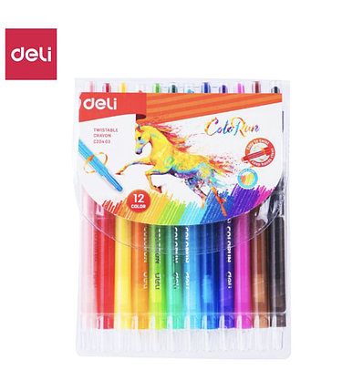 Мелки восковые Deli "Colorun", с поворотным механизмом, 12 цветов, блистер, фото 1
