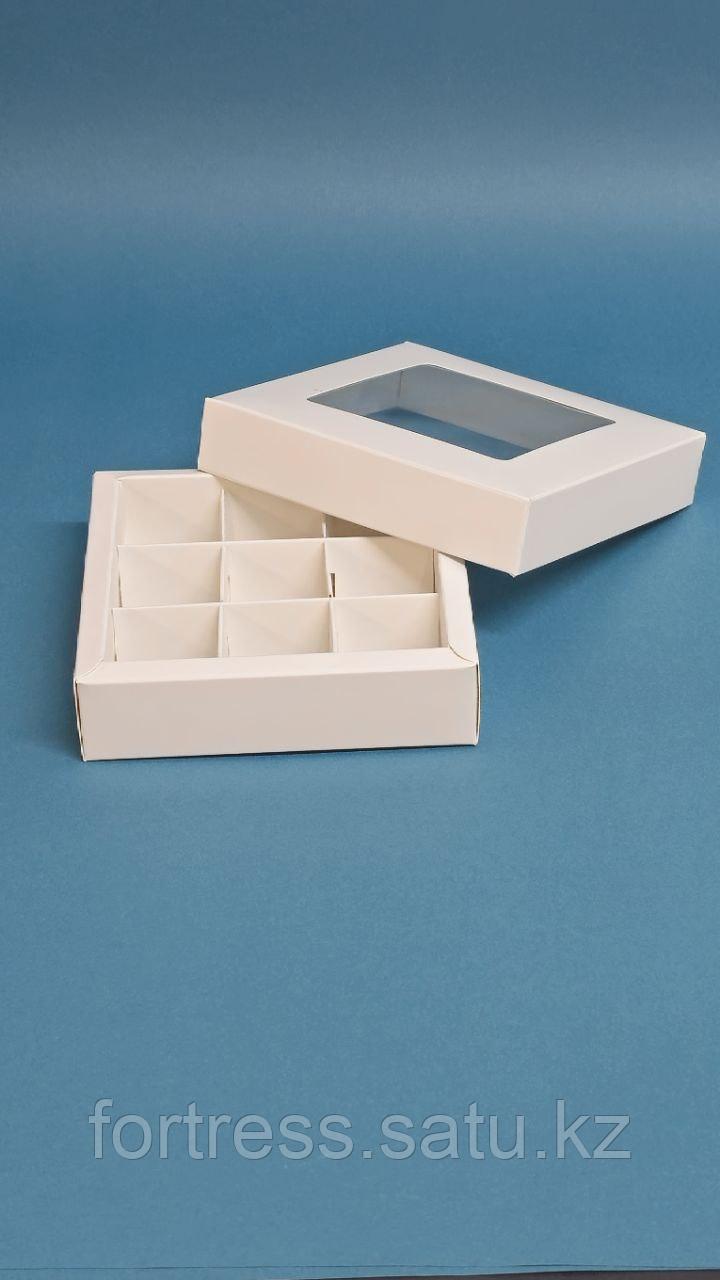 Коробка крышка+дно внешний размер 14,5*14,5*3,5см с ячейками 9шт белая( 13*13*3,5)внутренний размер - фото 2 - id-p107156919