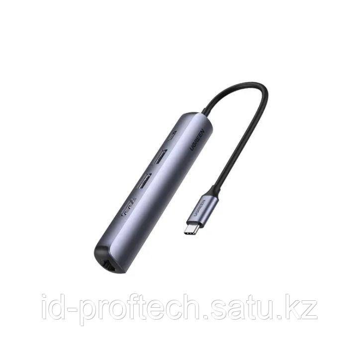 Мобильный активный OTG-хаб UGREEN CM418 USB-C to 2*USB 3.0+HDMI+RJ45 Ethernet Adapter+PD - фото 1 - id-p116312689