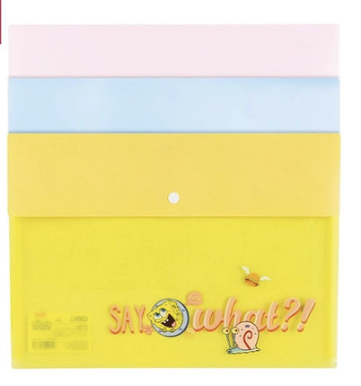 Папка-конверт для тетрадей DELI "SpongeBob", А4, на кнопке, ассорти, фото 2