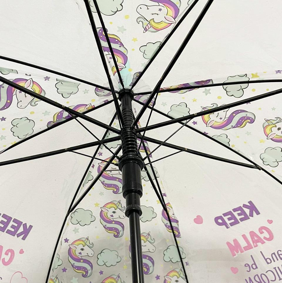 Зонт трость единорог 82 см прозрачный вид (2) - фото 5 - id-p116312791