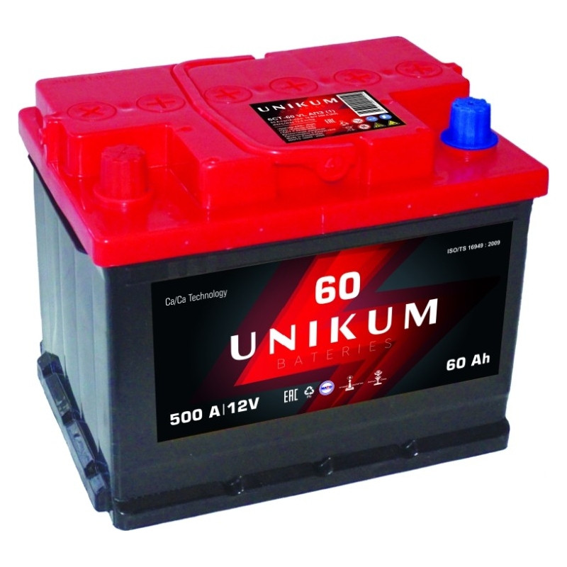 Аккумулятор Unikum 6СТ-60Ah +/- - фото 1 - id-p116303741