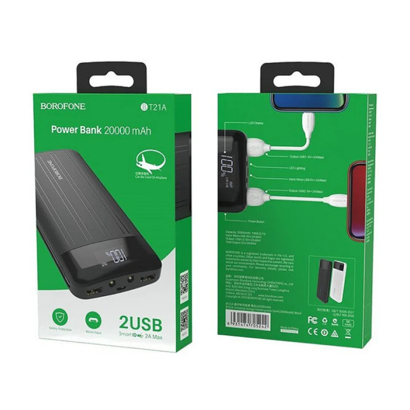 Power bank Borofone BT21A 20000mAh Черный - фото 2 - id-p116304606