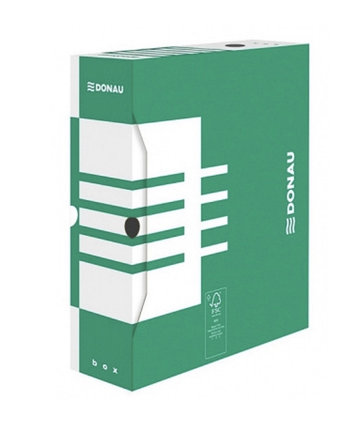 Архивный короб, A4, 120мм, картон, белый/зеленый Donau, PBS, фото 1
