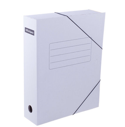 Архивный короб OfficeSpace на резинках, 250x75x320 мм, микрогофрокартон, белый, фото 1