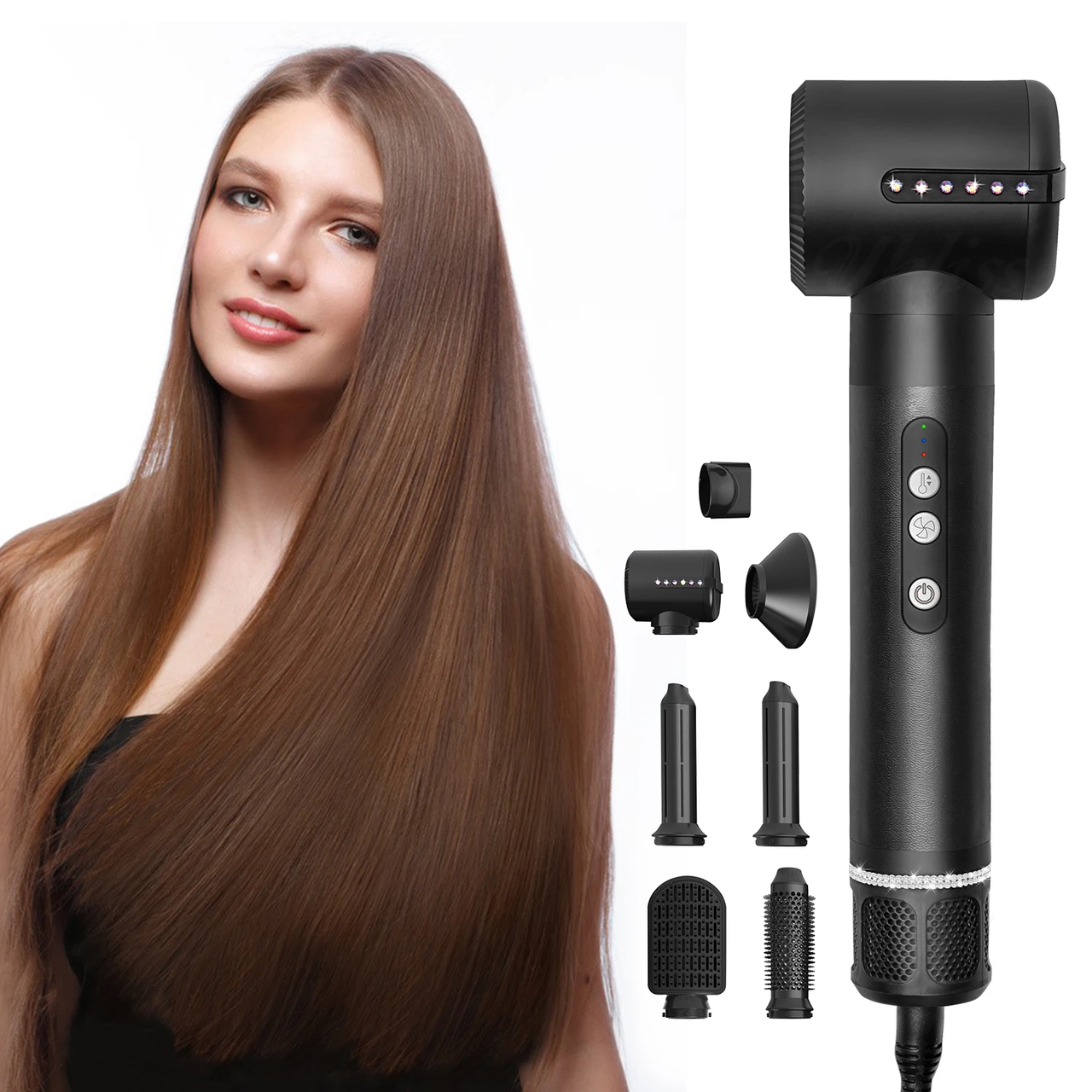 Фен - Стайлер 7 в 1, Hot Air Styler WT-626 фен 1400 W, чёрный цвет - фото 3 - id-p114598825