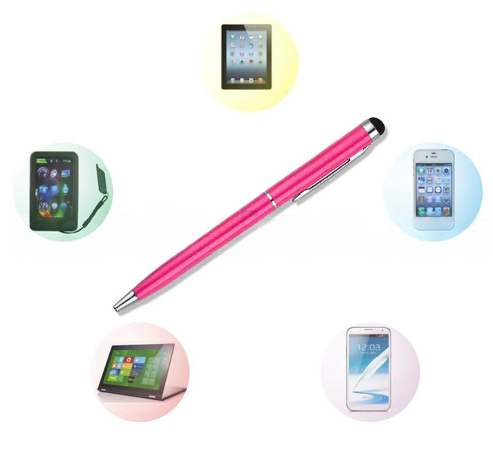 Шариковая ручка стилус 2 в 1 глянцевая розовая - фото 1 - id-p106507873