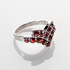 Кольцо из серебра с природным богемским гранатом - размер 17, фото 2