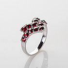 Кольцо из серебра с природным богемским гранатом - размер 17, фото 4