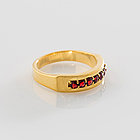 Кольцо из позолоченного серебра с природным богемским гранатом - размер 18,5, фото 2