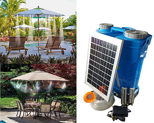 Автономная система распыления воды с таймером  и солнечной панелью "Просто налей воды", 10 форсунок, 15 м