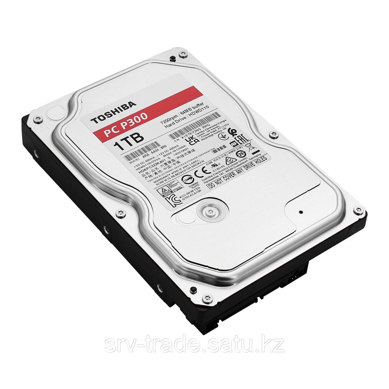 Жесткий диск Toshiba, HDWD110UZSVA, 1000 GBHDD SATA P300, 7200rpm, 64MB, SATA 6Gb/s, bulk - фото 3 - id-p116360913