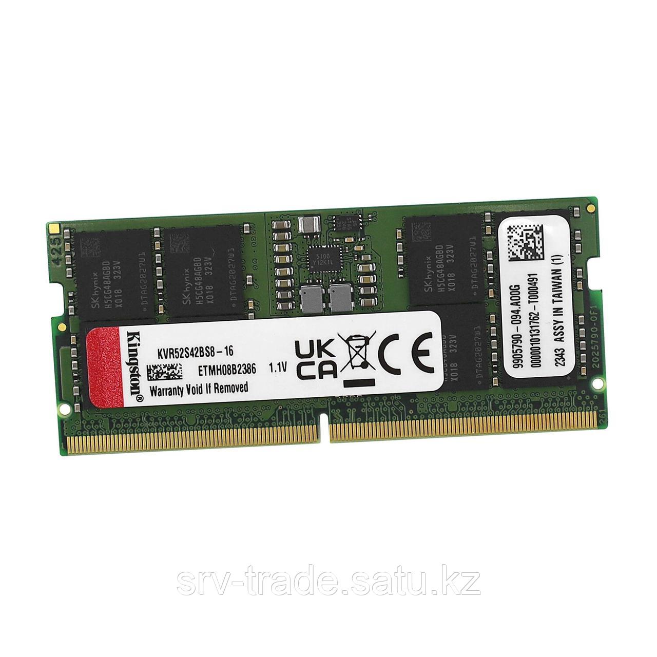 Модуль памяти для ноутбука, Kingston, KVR52S42BS8-16, DDR5, 16 GBSO-DIMM CL42 - фото 4 - id-p116361042