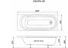 Акриловая ванна Ультра 180х70 см с полкой и с ножками. Triton. Россия, фото 2