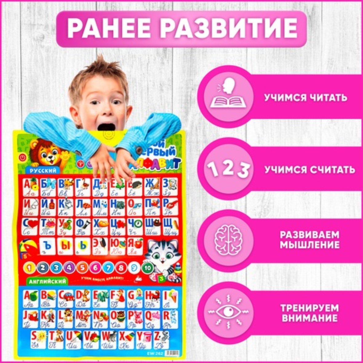 Говорящий англо-русский алфавит (Интерактивный плакат) - фото 3 - id-p116364328