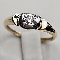 Золотое кольцо с бриллиантом 0.11 Ct VS2/H VG,17 размер