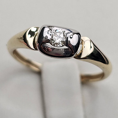 Золотое кольцо с бриллиантом 0.11 Ct  VS2/H  VG,17 размер