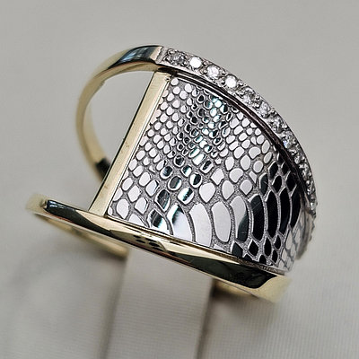 Золотое кольцо с бриллиантом 0.141 Ct  SI1/I  VG,18.5 размер