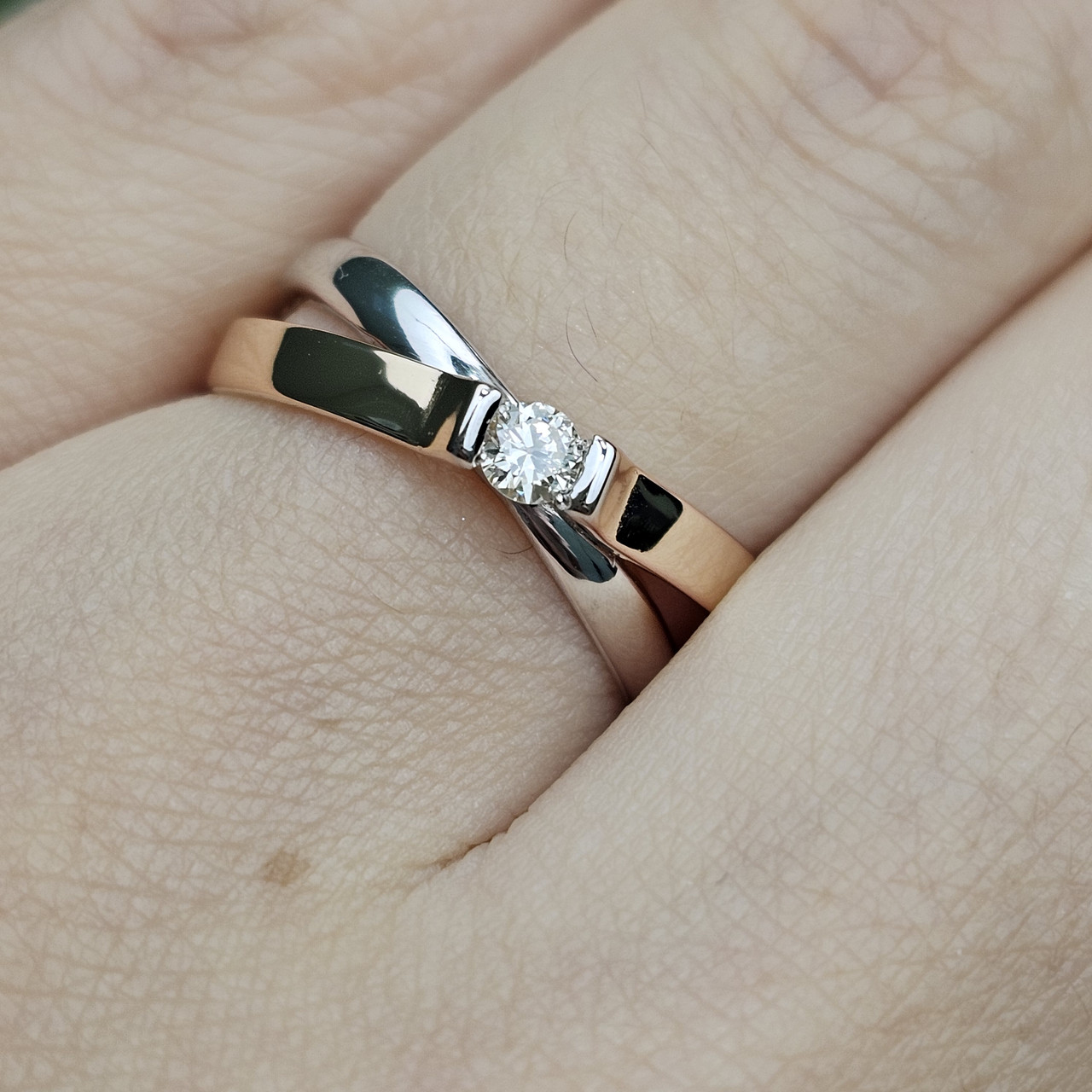 Золотое кольцо с бриллиантом 0.098Сt SI1/I VG, 17 размер - фото 3 - id-p116303634