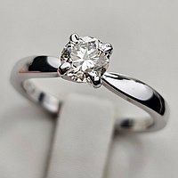 Золотое кольцо 750 пр. 17р с бриллиантом 0.6Сt SI2/N, G-Cut