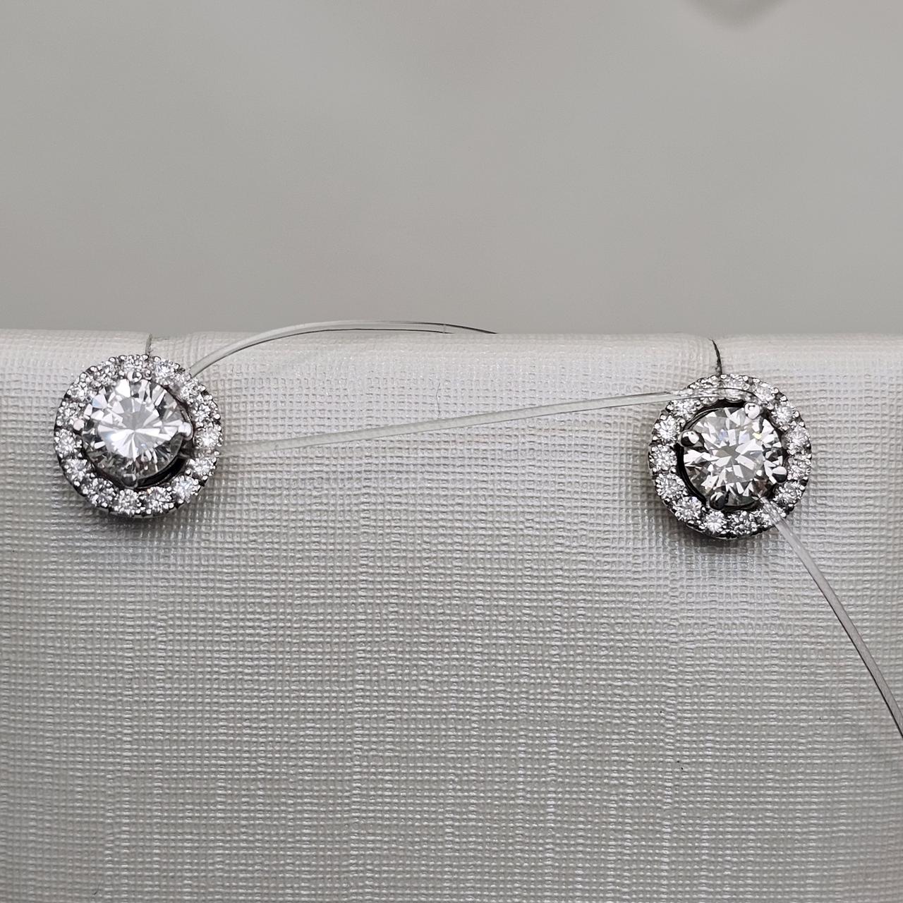750 проба Золотые серьги с бриллиантами 0.61Ct 4/4А 0,2Сt 3/3А, фото 1
