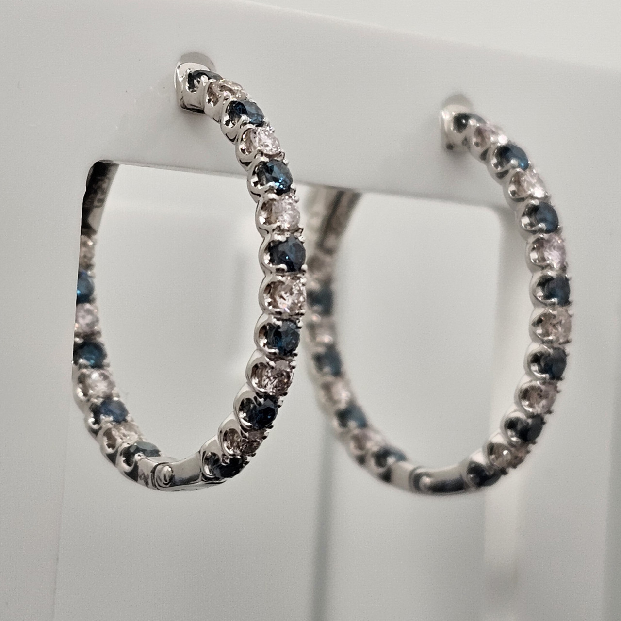 Золотые серьги с бриллиантами 0.56Ct,VS1/H(белые), 0,62 сt (синие)VG-Cut - фото 2 - id-p116298419