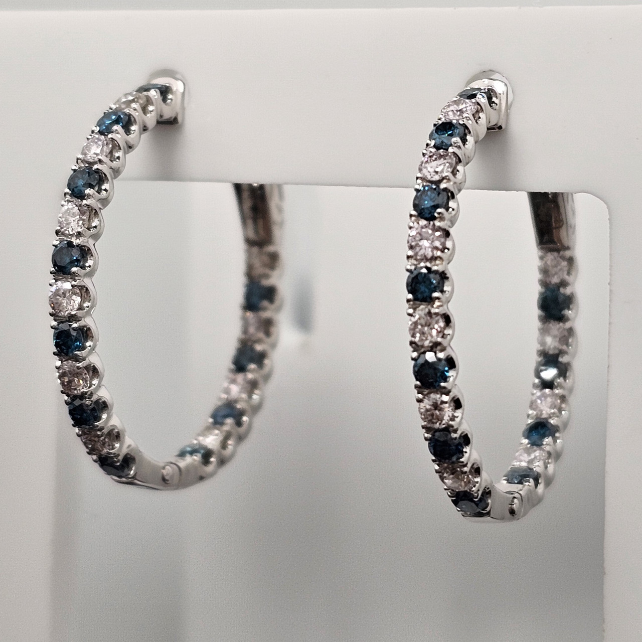 Золотые серьги с бриллиантами 0.56Ct,VS1/H(белые), 0,62 сt (синие)VG-Cut - фото 1 - id-p116298419