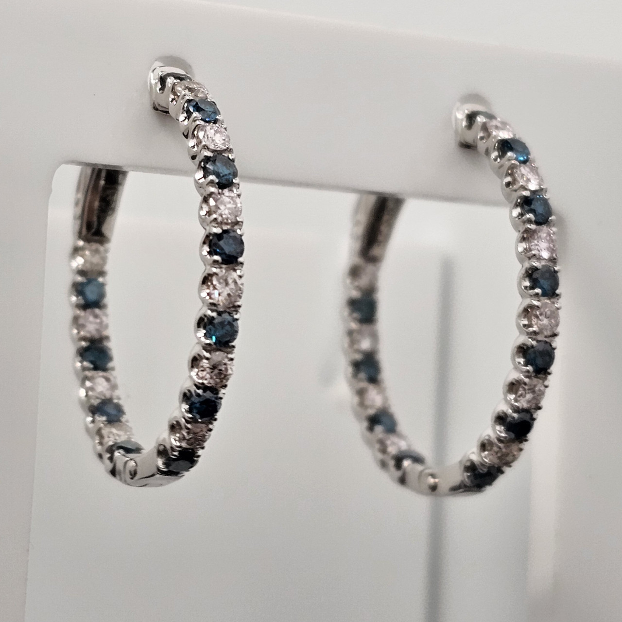 Золотые серьги с бриллиантами 0.56Ct,VS1/H(белые), 0,62 сt (синие)VG-Cut - фото 4 - id-p116298419