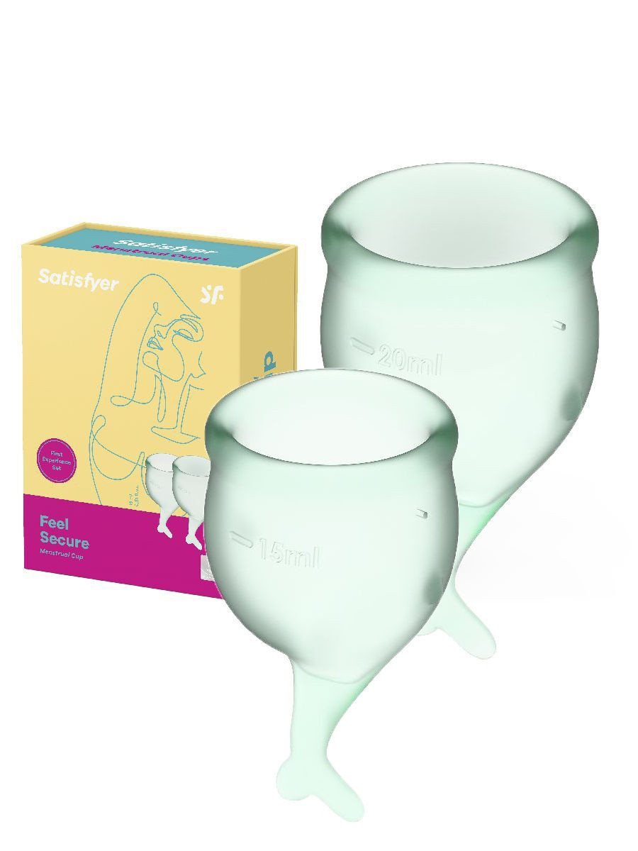 Satisfyer Feel secure Menstrual Cup Набор менструальных чаш (Светло-зелёный) - фото 1 - id-p112390240