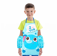 Детский фартук для творчества с манжетами Слоник голубой