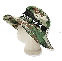 Шляпа для рыбалки охоты и походов трансформирующаяся с ветрозащитной веревкой Tornado F14 зеленая в клетку