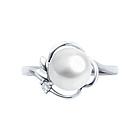 Кольцо из серебра с натуральным жемчугом и фианитами - размер 18,5, фото 2