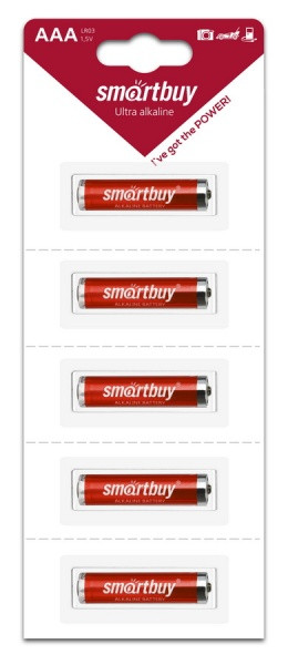 Батарейка алкалиновая Smartbuy LR03/5B strip (60/600) (SBBA-3A05B) упак - фото 1 - id-p116370899