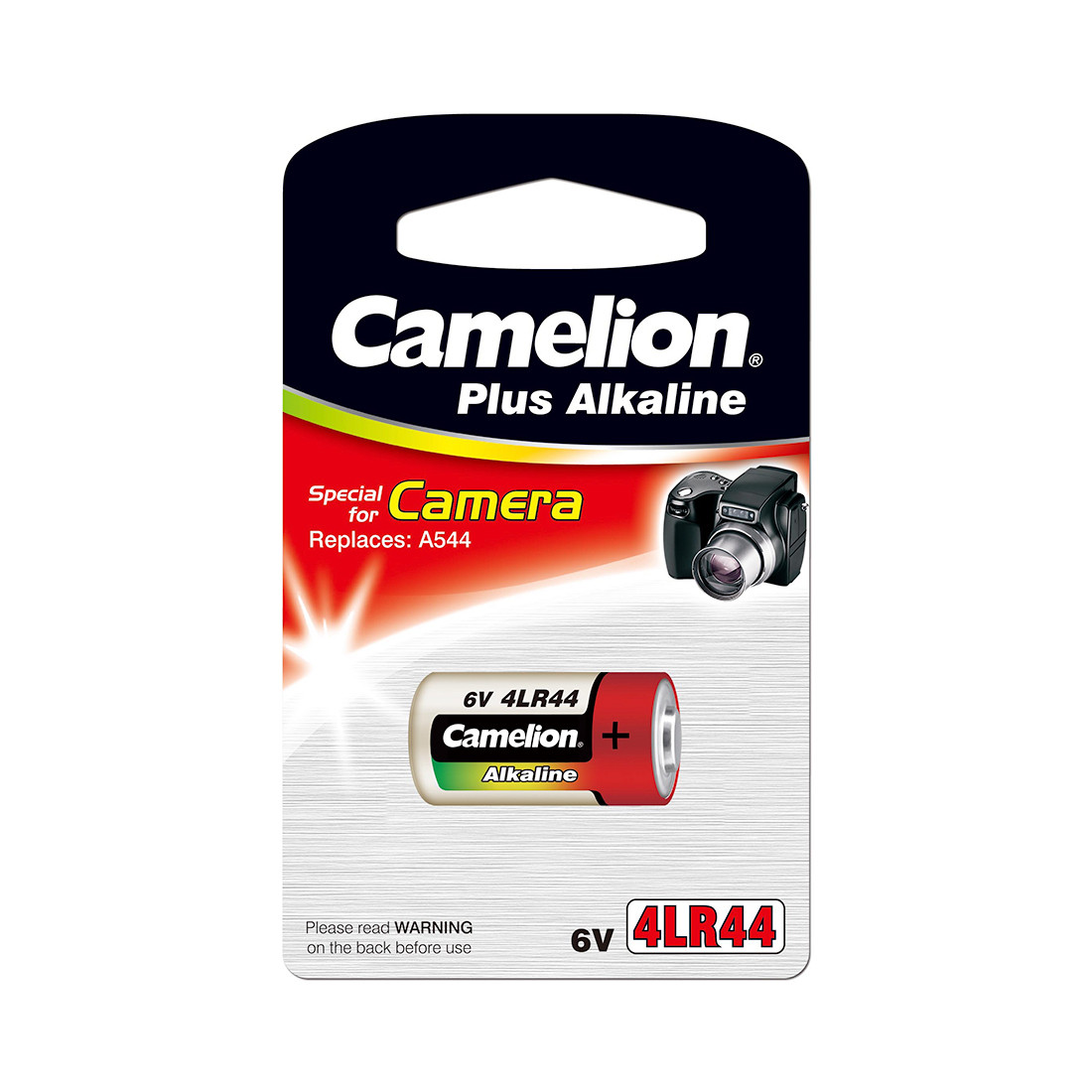 Батарейка, CAMELION, 4LR44-BP1C, Photo Plus Alkaline, 6V, 150 mAh, 1 шт., Блистер - фото 1 - id-p116371804