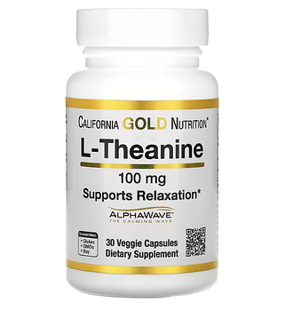 California Gold Nutrition, L-теанин, с AlphaWave, 100 мг, 30 растительных капсул
