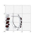 Серьги из серебра с натуральным гранатом и фианитами, фото 2
