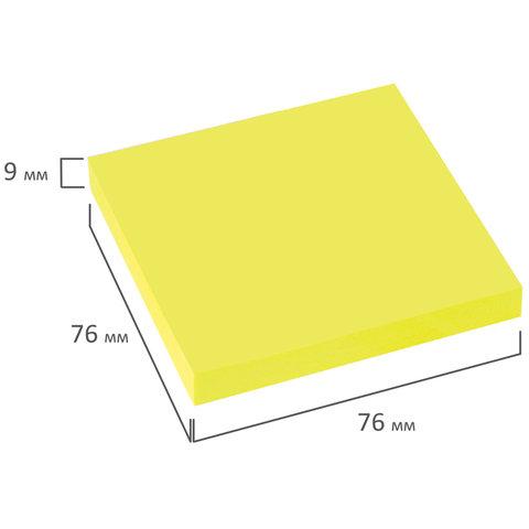 Блок самоклеящийся (стикеры) BRAUBERG, НЕОНОВЫЙ, 76х76 мм, 90 листов, желтый - фото 2 - id-p116379649