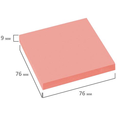 Блок самоклеящийся (стикеры) BRAUBERG, НЕОНОВЫЙ, 76х76 мм, 90 листов, розовый - фото 2 - id-p116379689
