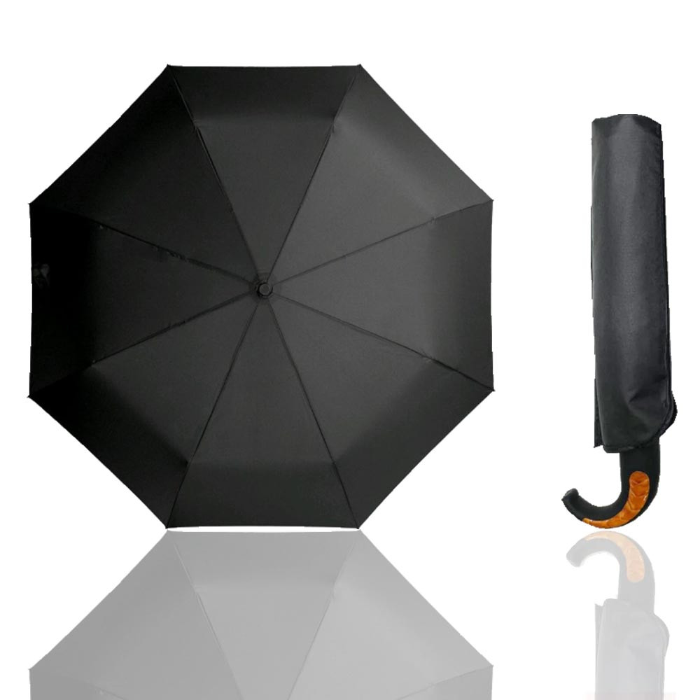 Зонт автомат складной анти ветреные спицы 95 см с черный коричневая ручка - фото 1 - id-p112108450