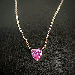 Серебряная цепочка с кулоном Мое Сердце с розовым камнем, серебро 925
