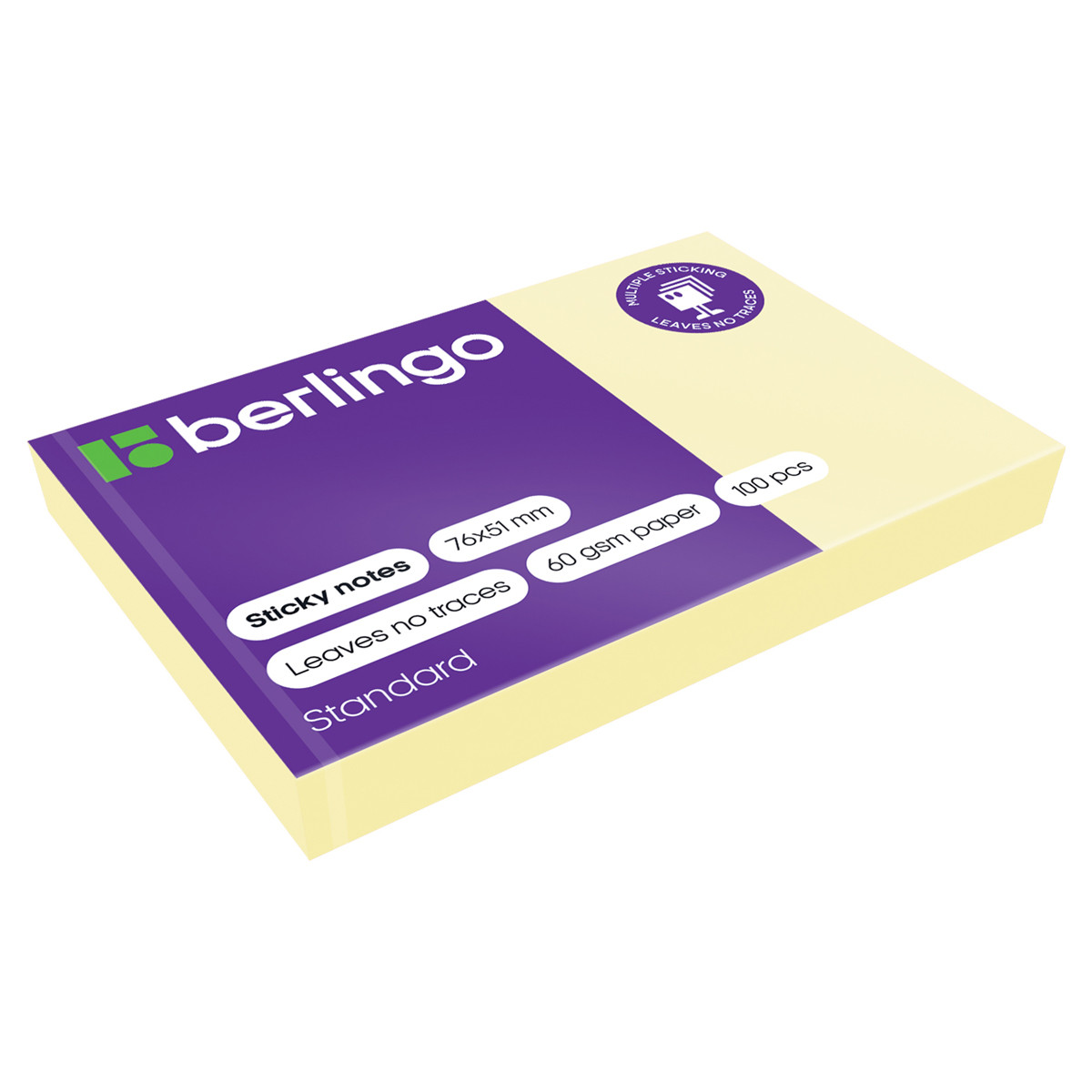 Самоклеящийся блок Berlingo "Standard", 76*51мм, 100л, желтый - фото 1 - id-p116399539