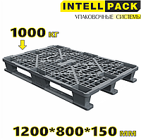 Пластиковая паллета, евро поддон перфорированный 1200 800 150мм на 3-х полозьях серый 02.102.91.С71.Q