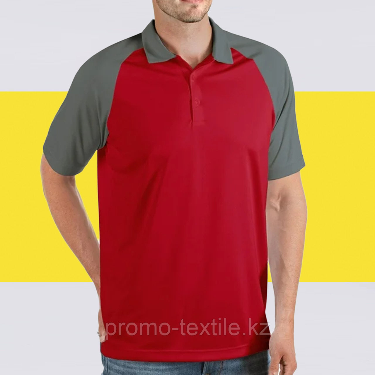 Тенниска красно-серый | Поло футболка комбинированный серо-красный пошив на заказ - фото 1 - id-p116403093