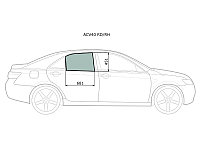 Стекло боковое опускное (Сзади / Справа / Цвет зеленый) Toyota Camry (XV40) 06-11 / Daihatsu Altis 06-10 / Toy