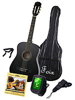 Классикалық гитара+Аксессуарлар, жылтыр қара, Foix FCG-2038CAP-BK